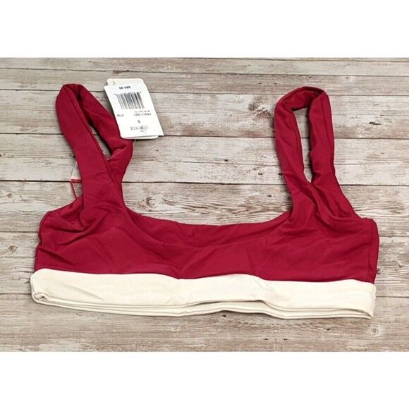 L*Space by Monica Wise Womens Size Small Red Colorblock Miller Bikini Top - Picture 4 of 7